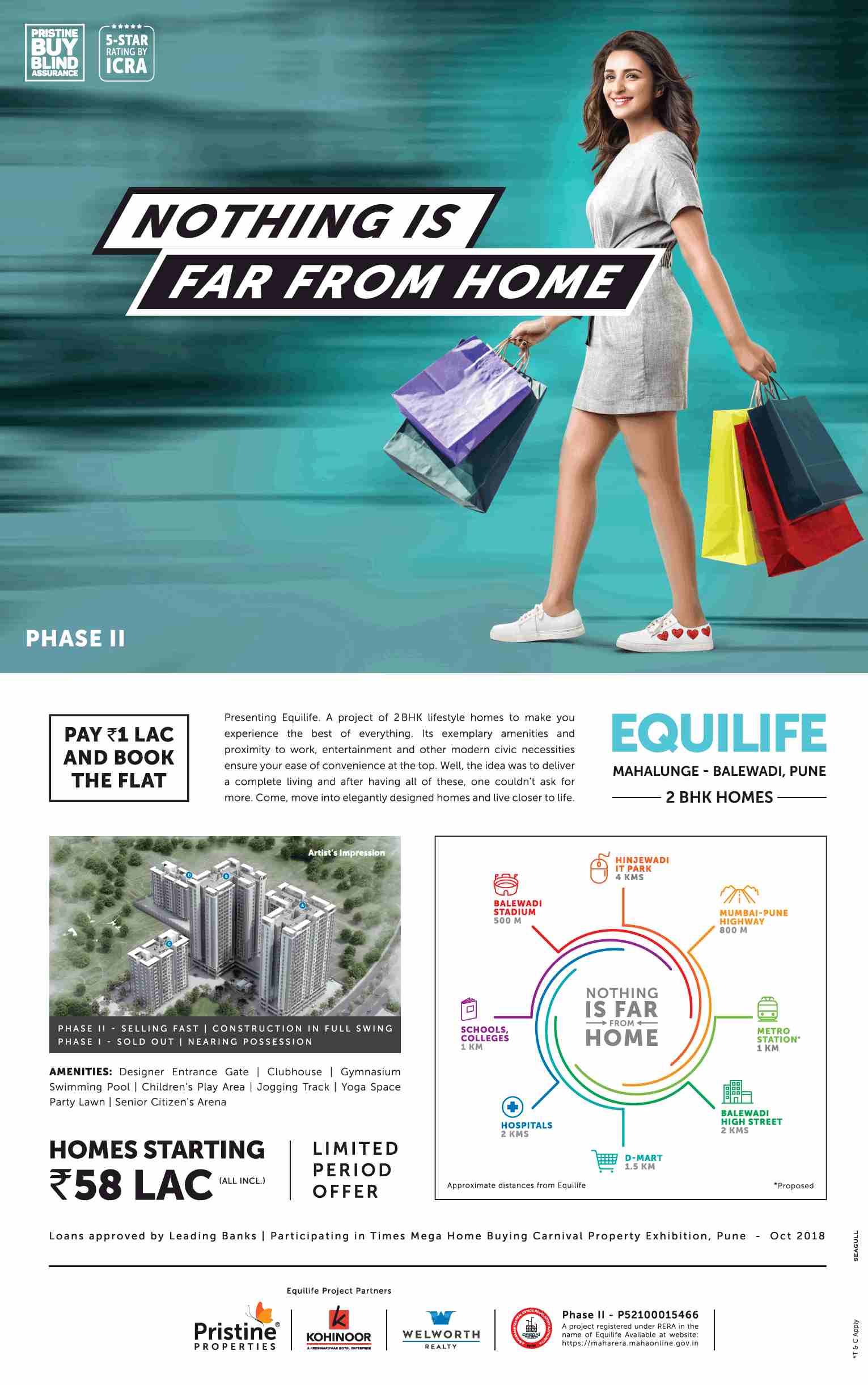 Pay 1% and book your home at Pristine Equilife Homes in Pune
